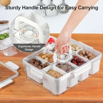 Otelolify 1.07 Gal Snack Tray with Handle & Lid