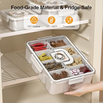 Otelolify 1.07 Gal Snack Tray with Handle & Lid