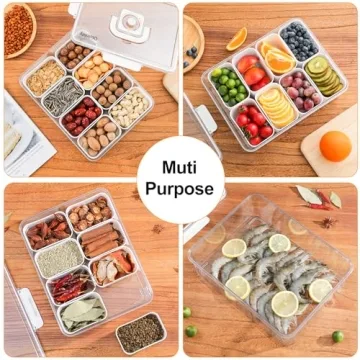 Otelolify 1.07 Gal Snack Tray with Handle & Lid