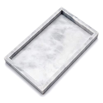 Noble Natural Marble Tray for Desktop/Kitchen/Vanity/Bathroom, Stone Organizer Tray for Coffee Table...