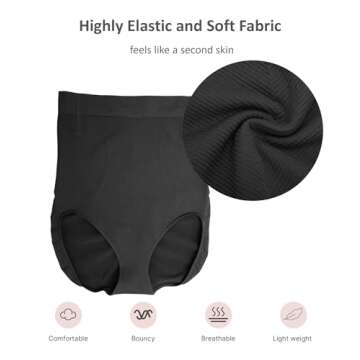 FeelinGirl Tummy Control Shapewear Panties For Women Seamless High Waist Shaping Body Shaper Underwear Black XS/S, X-Small-Small