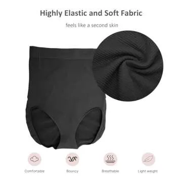 FeelinGirl Tummy Control Shapewear Panties For Women Seamless High Waist Shaping Body Shaper Underwear Black XS/S, X-Small-Small