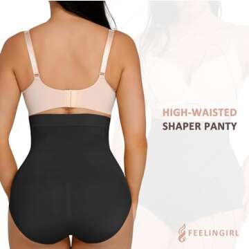 FeelinGirl Tummy Control Shapewear Panties For Women Seamless High Waist Shaping Body Shaper Underwear Black XS/S, X-Small-Small