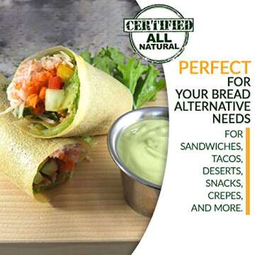 All Natural, SHELF STABLE, Paleo, Gluten Free, Vegan Non-GMO, Raw Veggie NUCO Coconut Cassava Wraps. Crafted with Fresh Cassava, Milder Coconut flavor, Low Carb and Yeast Free 5 Count