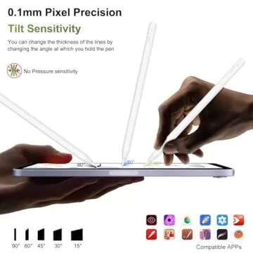 Pencil 2nd Generation Magnetic Wireless Charging, Pencil for iPad 2nd Generation Stylus Pen for iPad Pro with Palm Rejection & Tilt Sensitivity, Compatible with iPad/Mini/Air/Pro 11"&12.9", White