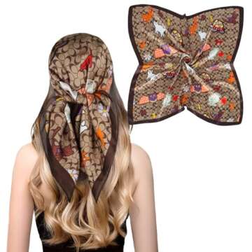 Relang Fashion silk Satin Head Scarf for Women Hair Bandana Hair Scarf Wrap Neck Scarf for Women 27....