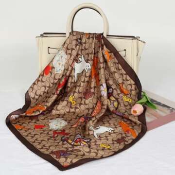 Relang Fashion silk Satin Head Scarf for Women Hair Bandana Hair Scarf Wrap Neck Scarf for Women 27.5×27.5 inches