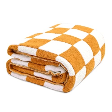 SUNYRISY Throw Blankets Checkered Reversible Plush Fleece Blanket, Super Soft Warm Cozy Throw Blanke...