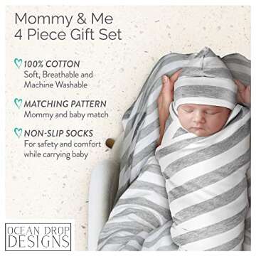 Ocean Drop 100% Cotton Mommy and Me Robe and Swaddle Set - Maternity Robe for Hospital - Delivery Go...