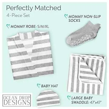 Ocean Drop Mommy and Me Robe Set for New Moms - 4pc Gift Set