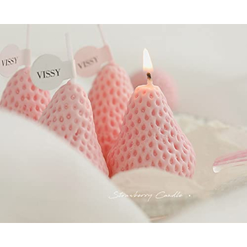 Strawberry Shaped Scented Candles - 4 Pack Aromatic Decor