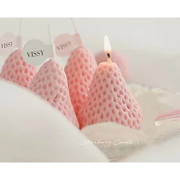 Strawberry Shaped Scented Candles - 4 Pack Aromatic Decor