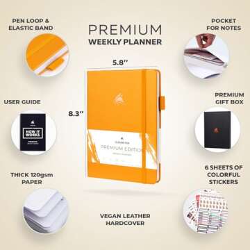 Clever Fox Planner Premium Edition - Luxurious Weekly & Monthly Planner to Boost Productivity