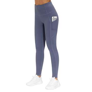 THE GYM PEOPLE Thick High Waist Yoga Pants with Pockets, Tummy Control Workout Running Yoga Leggings for Women (Small, Ink Blue)
