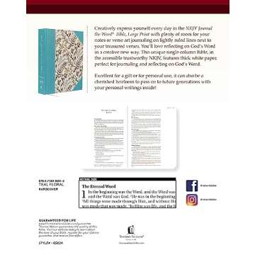 NKJV, Journal the Word Bible, Large Print, Cloth over Board, Blue Floral, Red Letter: Reflect, Journal, or Create Art Next to Your Favorite Verses