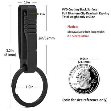 TISUR Car Keychain Clip, Titanium Key Holder with Detachable Key Chain Ring for Duty Belt, Gifts for...