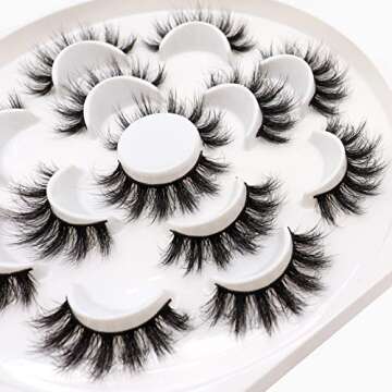 Veleasha Lashes 5D Faux Mink Lashes False Eyelashes Handmade Dramatic Eye Lashes Wispy Fluffy Fake L...