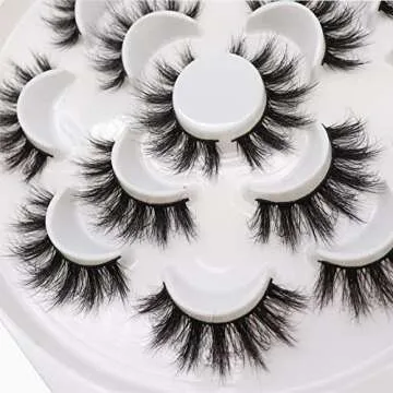 Veleasha Lashes 5D Faux Mink Lashes False Eyelashes Handmade Dramatic Eye Lashes Wispy Fluffy Fake Lashes Spike Eyelashes Luxurious Volume 18mm Fake Eyelashes 7 Pairs Pack (3D07)