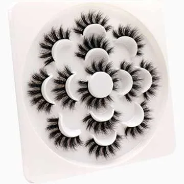 Veleasha Lashes 5D Faux Mink Lashes False Eyelashes Handmade Dramatic Eye Lashes Wispy Fluffy Fake Lashes Spike Eyelashes Luxurious Volume 18mm Fake Eyelashes 7 Pairs Pack (3D07)