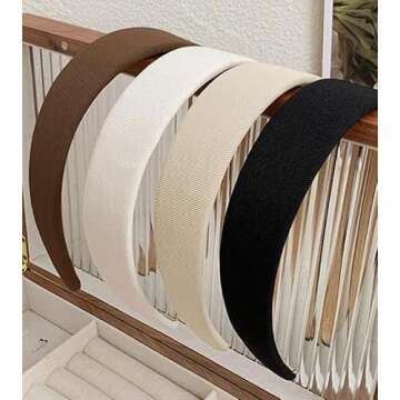 Trendy Non Slip Headbands for Women 1 inch Wide - Cute Hair Accessories Set of 4