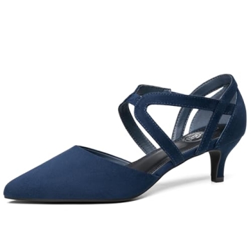 Trary Women's Comfortable Navy Blue Low Heels Pumps for Office Wear