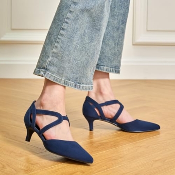 Comfortable Navy Blue Low Heels for Women