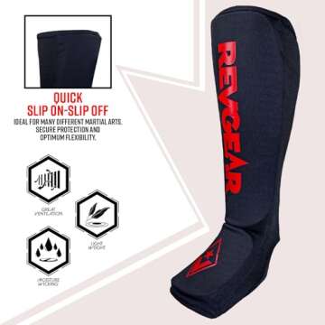 Revgear Dominator Muay Thai Shin Guards - Lightweight Protection for MMA & Kickboxing