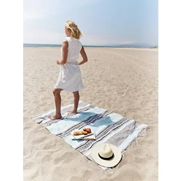 Teal Gray Mexican Blanket - Handmade for All Occasions