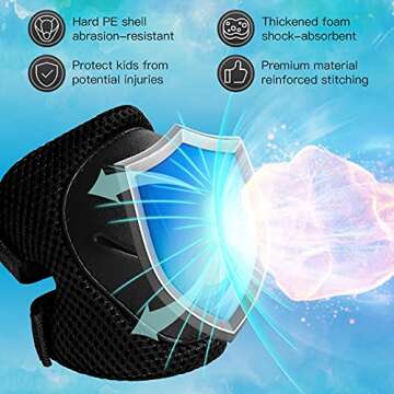 Wemfg Kids Protective Gear Set Knee Pads for Kids 3-14 Years Toddler Knee and Elbow Pads with Wrist Guards 3 in 1 for Skating Cycling Bike Rollerblading Scooter
