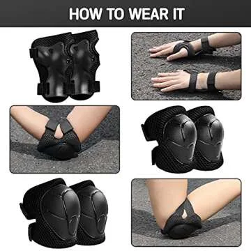 Wemfg Kids Protective Gear Set Knee Pads for Kids 3-14 Years Toddler Knee and Elbow Pads with Wrist Guards 3 in 1 for Skating Cycling Bike Rollerblading Scooter