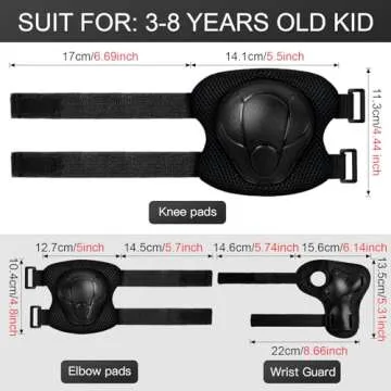 Wemfg Kids Protective Gear Set Knee Pads for Kids 3-14 Years Toddler Knee and Elbow Pads with Wrist Guards 3 in 1 for Skating Cycling Bike Rollerblading Scooter
