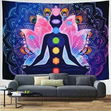 Vibrant Maccyafst Seven Chakra Tapestry for Yoga