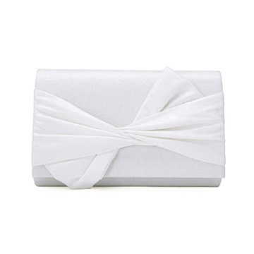 iXebella Elegant Satin Evening Bag with Bow Design for Weddings, Proms, and Formal Events