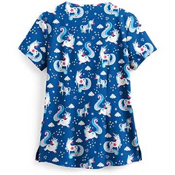 Vibrant Unicorn Dance Classic Scrub Top for Women