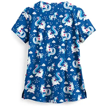 Vibrant Unicorn Dance Classic Scrub Top for Women