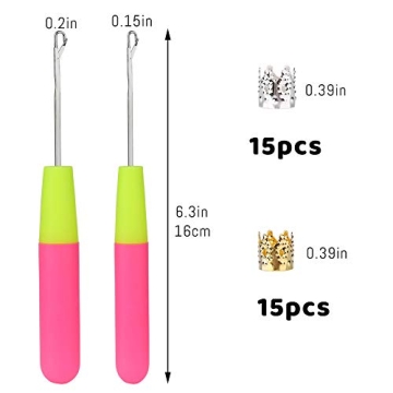 2 PCS Latch Hook Crochet Needle Set with Hair Rings