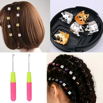 2 PCS Latch Hook Crochet Needle Set with Hair Rings