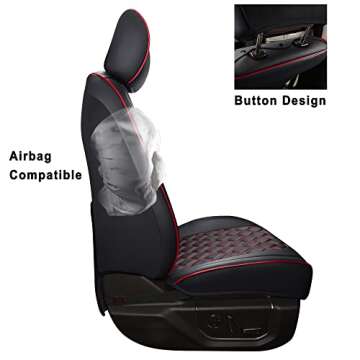 Huidasource Silverado Custom Seat Cover Full Coverage Fit for Chevy Silverado GMC Sierra Pickup 1500 2014-2018, 2500HD 3500HD 2015-2019 Crew Double Extended Cab Seat Cushion Cover(Full Set/Black&Red)