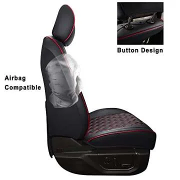 Huidasource Silverado Custom Seat Cover Full Coverage Fit for Chevy Silverado GMC Sierra Pickup 1500 2014-2018, 2500HD 3500HD 2015-2019 Crew Double Extended Cab Seat Cushion Cover(Full Set/Black&Red)