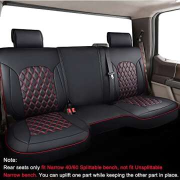 Huidasource Silverado Custom Seat Cover Full Coverage Fit for Chevy Silverado GMC Sierra Pickup 1500 2014-2018, 2500HD 3500HD 2015-2019 Crew Double Extended Cab Seat Cushion Cover(Full Set/Black&Red)