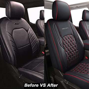 Huidasource Silverado Custom Seat Cover Full Coverage Fit for Chevy Silverado GMC Sierra Pickup 1500 2014-2018, 2500HD 3500HD 2015-2019 Crew Double Extended Cab Seat Cushion Cover(Full Set/Black&Red)