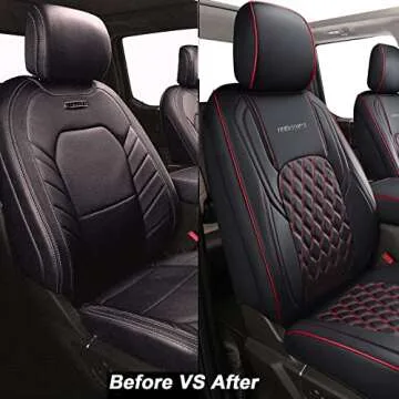 Huidasource Silverado Custom Seat Cover Full Coverage Fit for Chevy Silverado GMC Sierra Pickup 1500 2014-2018, 2500HD 3500HD 2015-2019 Crew Double Extended Cab Seat Cushion Cover(Full Set/Black&Red)