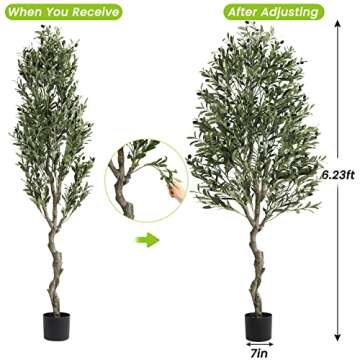 VIAGDO 6.23ft Artificial Olive Tree - Lifelike Decor