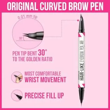iMethod Curved Eyebrow Pen - 2-in-1 Dual-Ended Eyebrow Pencil with Curved Tip and Precise Brush-Tip, Microblading Pen for Natural Hair-Like Brows, Long Lasting, Light Brown