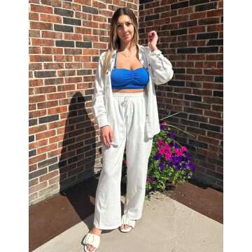 Stylish Zeagoo Women 2 Piece Linen Summer Set