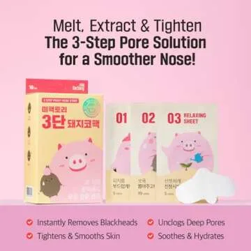 Mefactory 3-Step Blackhead Remover Nose Strips | Korean Pore Strips for Instant Blackhead & Clogged Pore Removal | Deep Cleansing & Pore Care | Hydrolyzed Collagen for Hydration | (10 Count)