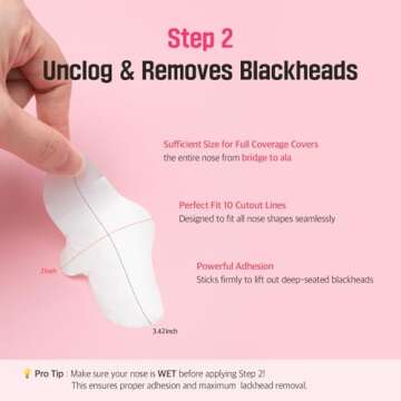Mefactory 3-Step Blackhead Remover Nose Strips | Korean Pore Strips for Instant Blackhead & Clogged Pore Removal | Deep Cleansing & Pore Care | Hydrolyzed Collagen for Hydration | (10 Count)