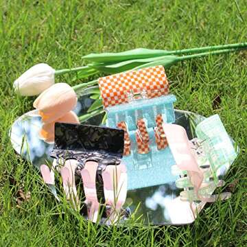 NAISIER Hair Clips For Thick Hair, Hair Jaw Clip Tortoise Shell Hair Clips,Square Hair Claw Clips 2.7 inch Girls Checkered Hair Clips,Beautiful Hair Accessories for Girls and Women.(Glitter 3pcs）