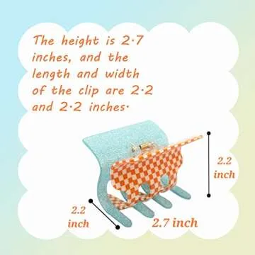 NAISIER Hair Clips For Thick Hair, Hair Jaw Clip Tortoise Shell Hair Clips,Square Hair Claw Clips 2.7 inch Girls Checkered Hair Clips,Beautiful Hair Accessories for Girls and Women.(Glitter 3pcs）