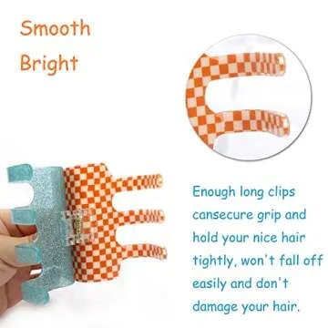 NAISIER Hair Clips For Thick Hair, Hair Jaw Clip Tortoise Shell Hair Clips,Square Hair Claw Clips 2.7 inch Girls Checkered Hair Clips,Beautiful Hair Accessories for Girls and Women.(Glitter 3pcs）